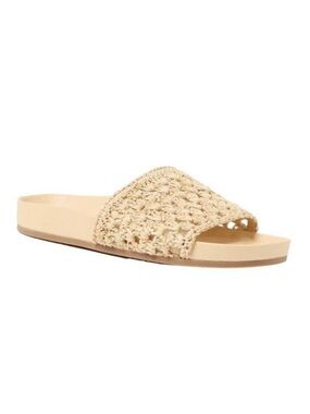 LOEFFLER RANDALL | Tan Crochet Raffia Woven Women’s Henri Slide Sandals Natural